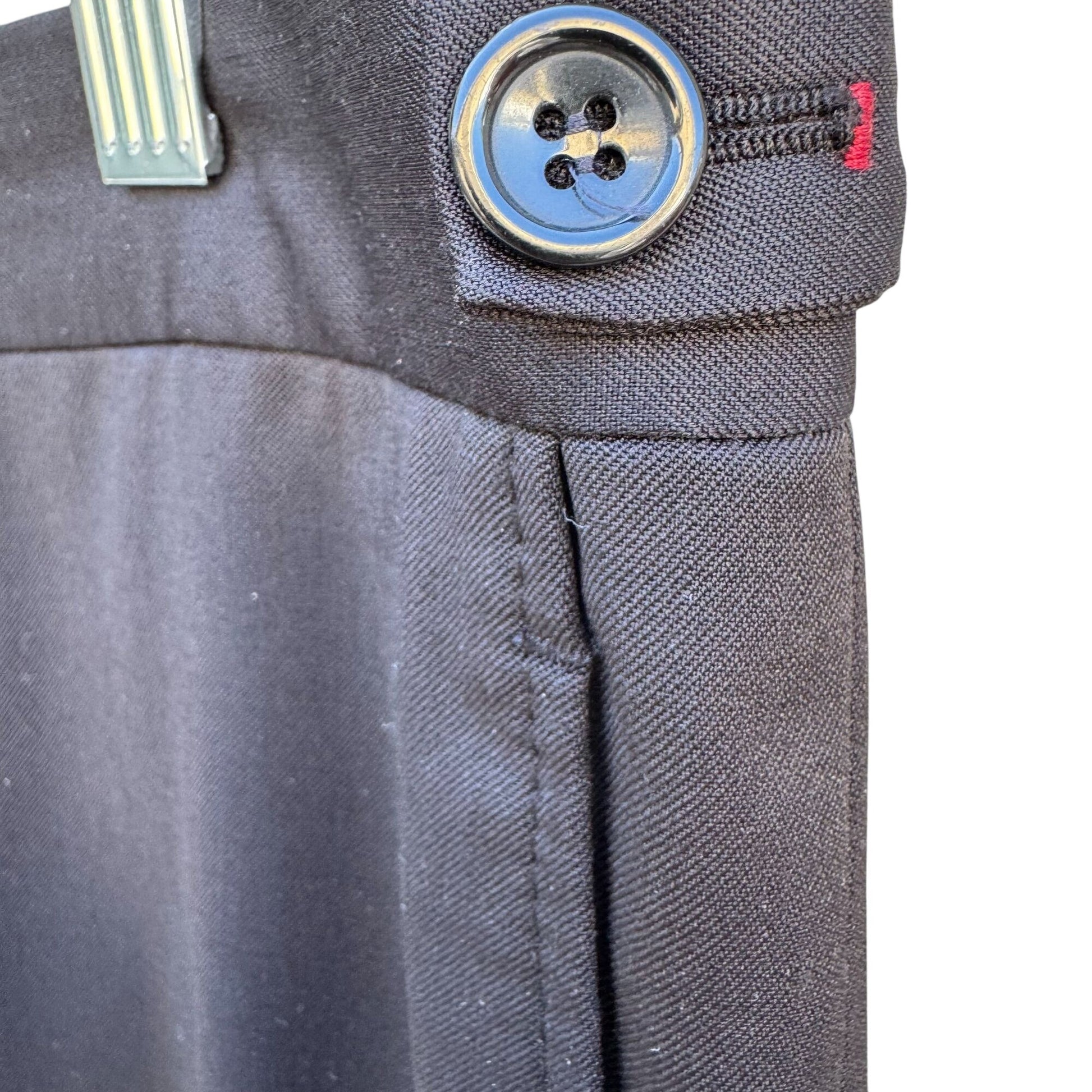 Edward Morris London Mens Wool Super 150s Extrafine Merinos Black Tailored Pants