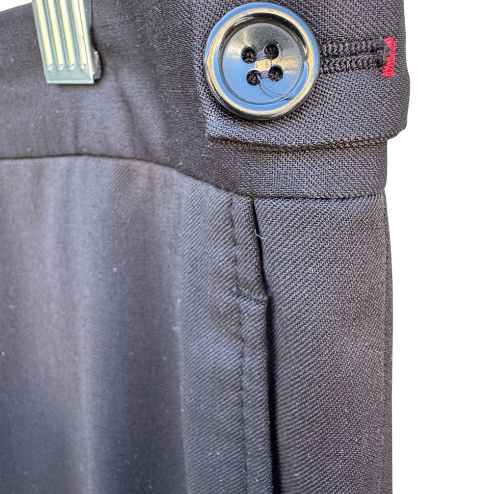 Edward Morris London Mens Wool Super 150s Extrafine Merinos Black Tailored Pants