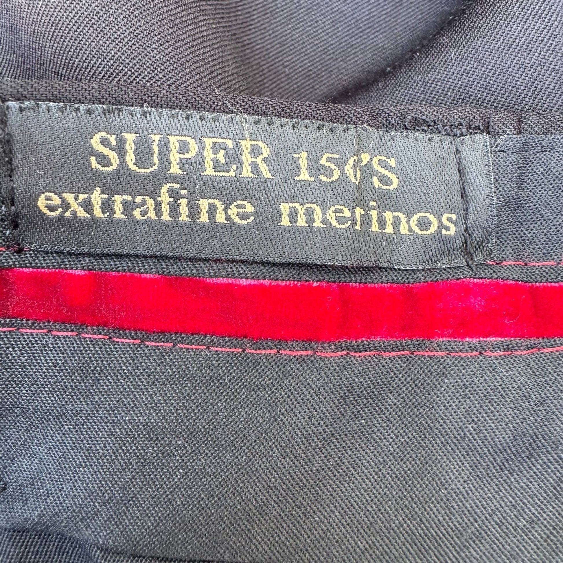 Edward Morris London Mens Wool Super 150s Extrafine Merinos Black Tailored Pants