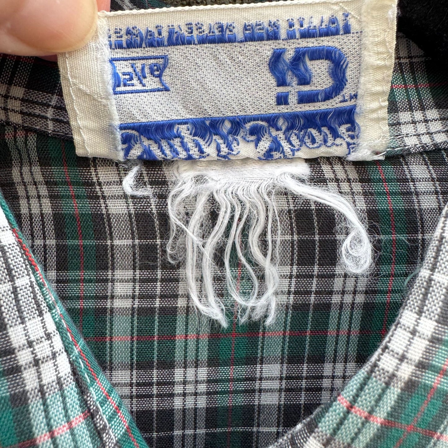 Ship N Shore Vintage 70s Plaid Button-Up Shirt Green Black Long Sleeve Retro L