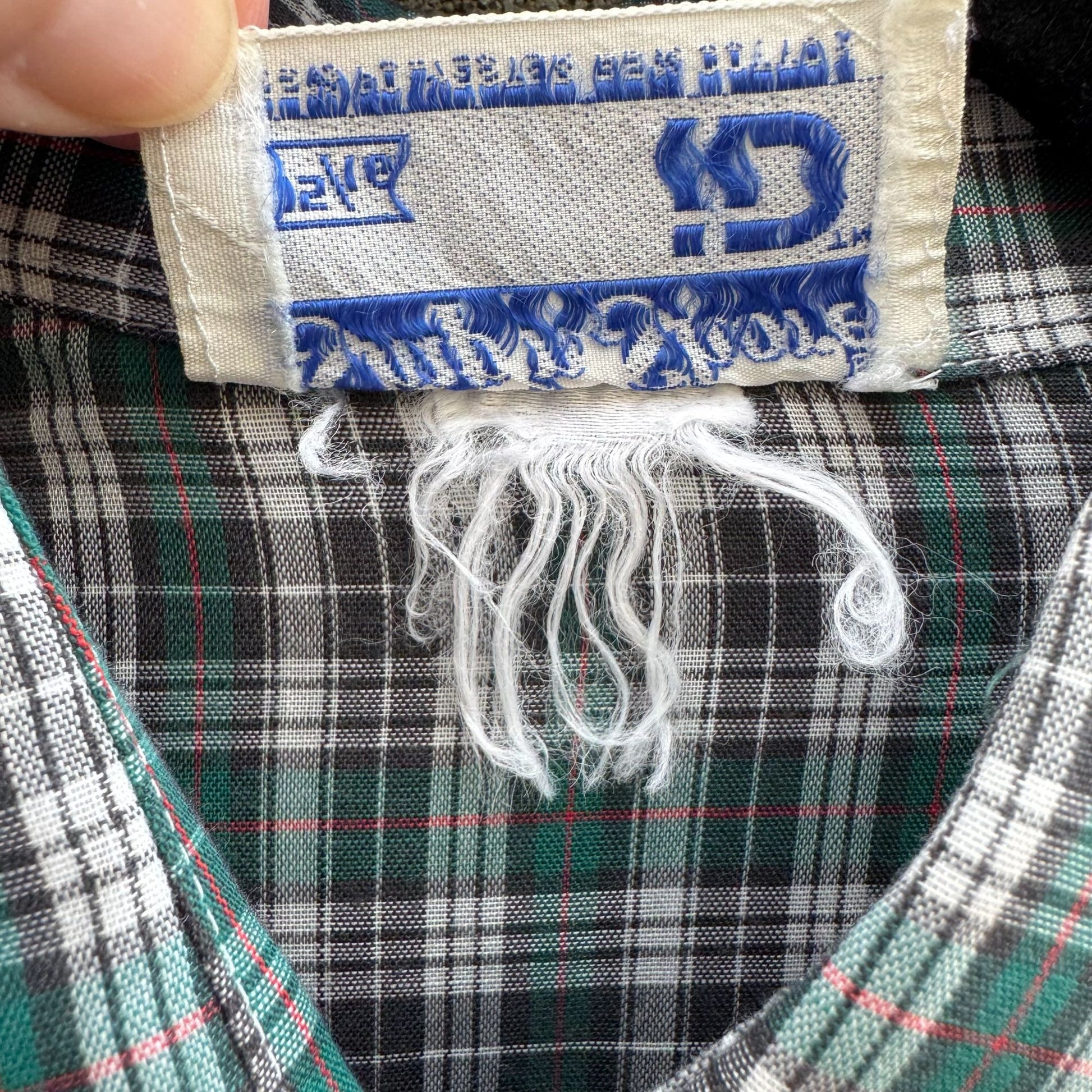 Ship N Shore Vintage 70s Plaid Button-Up Shirt Green Black Long Sleeve Retro L