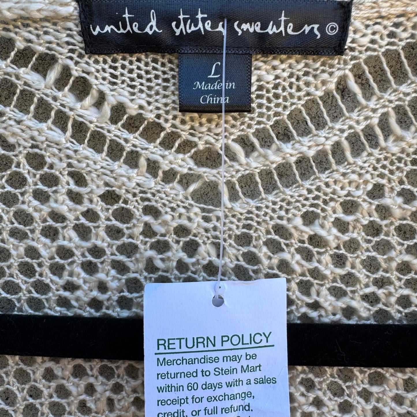 United States Sweaters Boho Coastal Beachy Crochet Open Front Cardigan Tan L NWT
