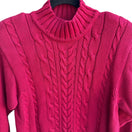 Switch Lizsport Vintage Magenta Pink Cable Knit Cotton Mock Neck Cropped Sweater Small 3 image