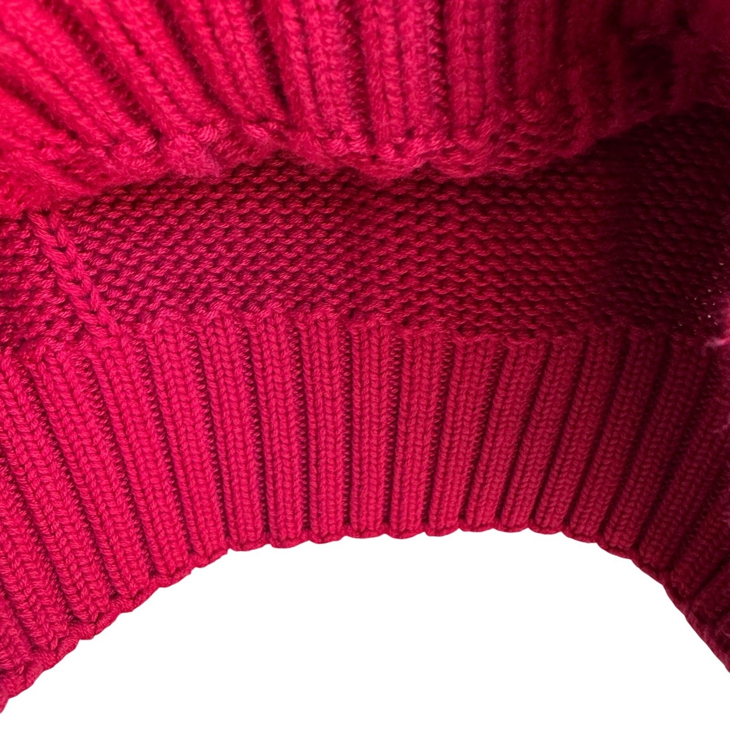 Lizsport Vintage Magenta Pink Cable Knit Cotton Mock Neck Cropped Sweater Small