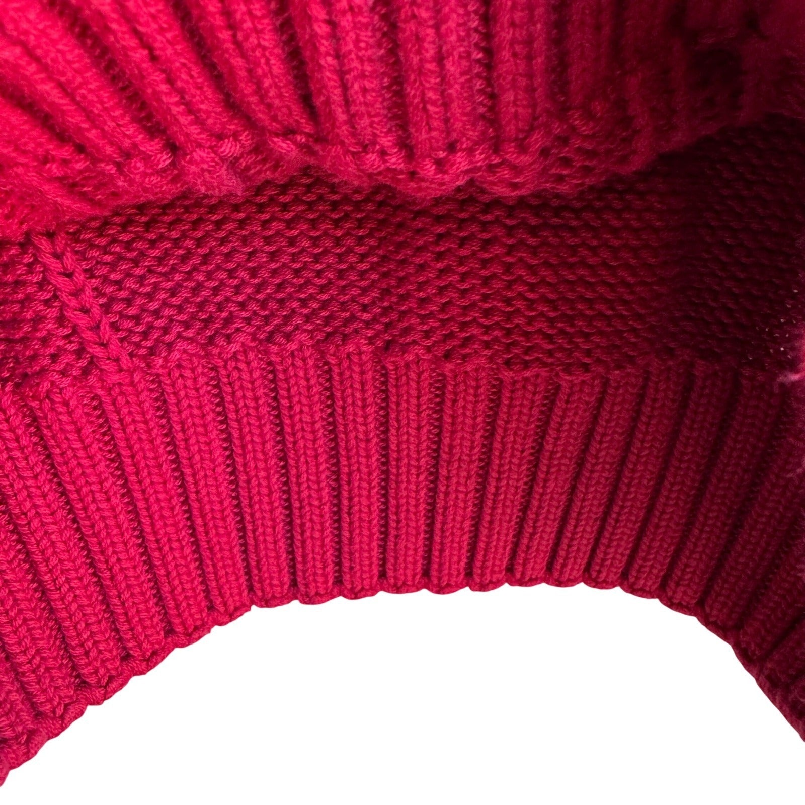 Lizsport Vintage Magenta Pink Cable Knit Cotton Mock Neck Cropped Sweater Small