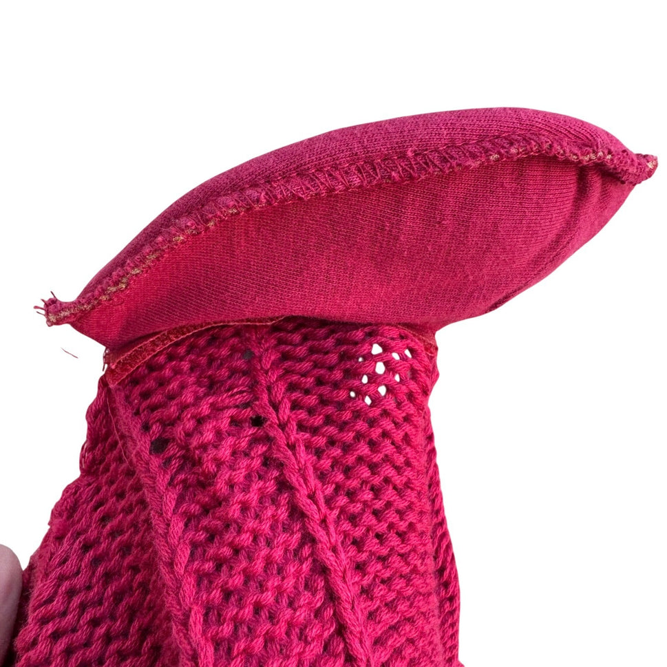Lizsport Vintage Magenta Pink Cable Knit Cotton Mock Neck Cropped Sweater Small