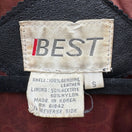 Switch Best Vintage Black Genuine Leather Coat Jacket Womens Floral Trim Button Closure 2 image