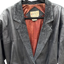 Switch Best Vintage Black Genuine Leather Coat Jacket Womens Floral Trim Button Closure 3 image