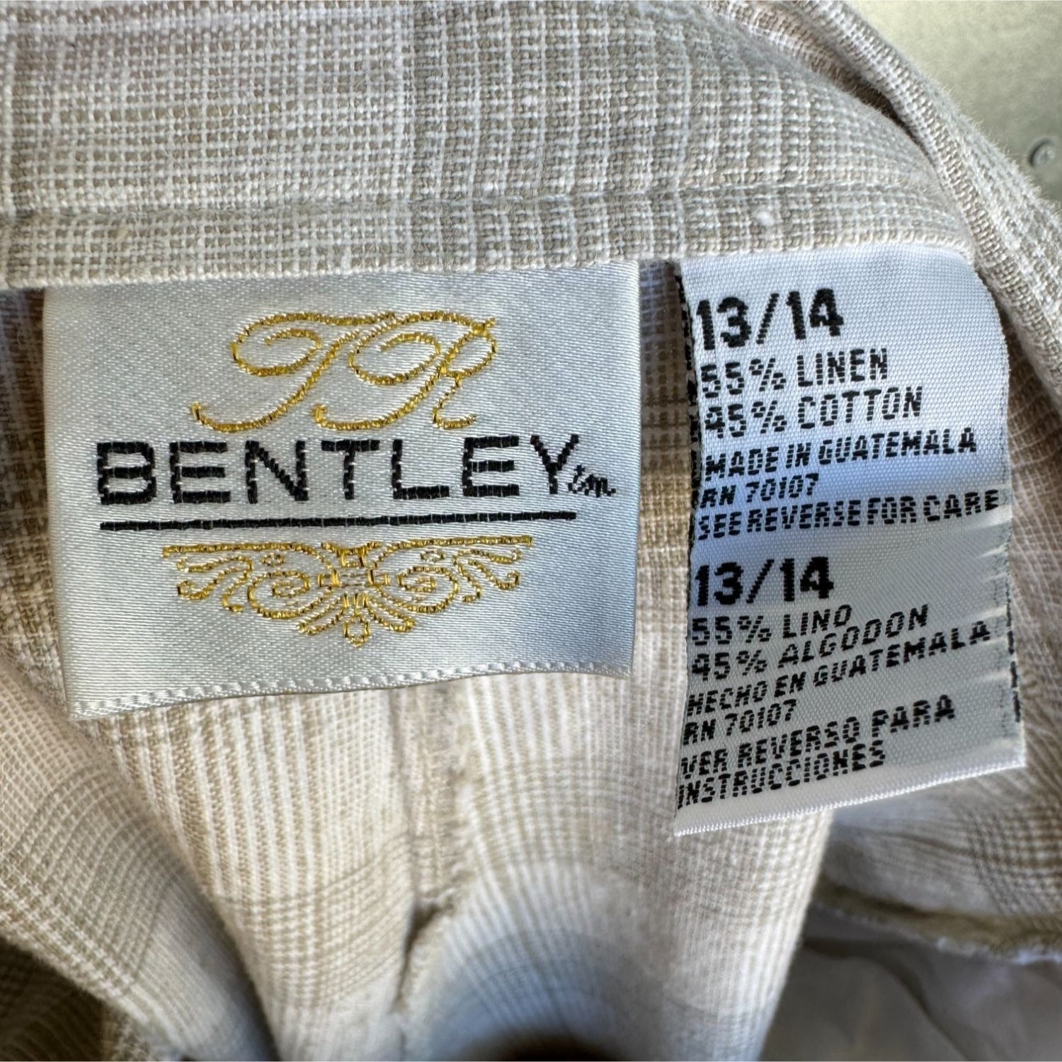 Bentley Vintage Y2K Women's Beige Plaid Linen Blend High Waist Skort - 13/14