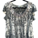 Switch Unity World Wear Scoop Neck Batik Screen Print Cap Sleeve Women&#39;s Shirt Blouse 2 image