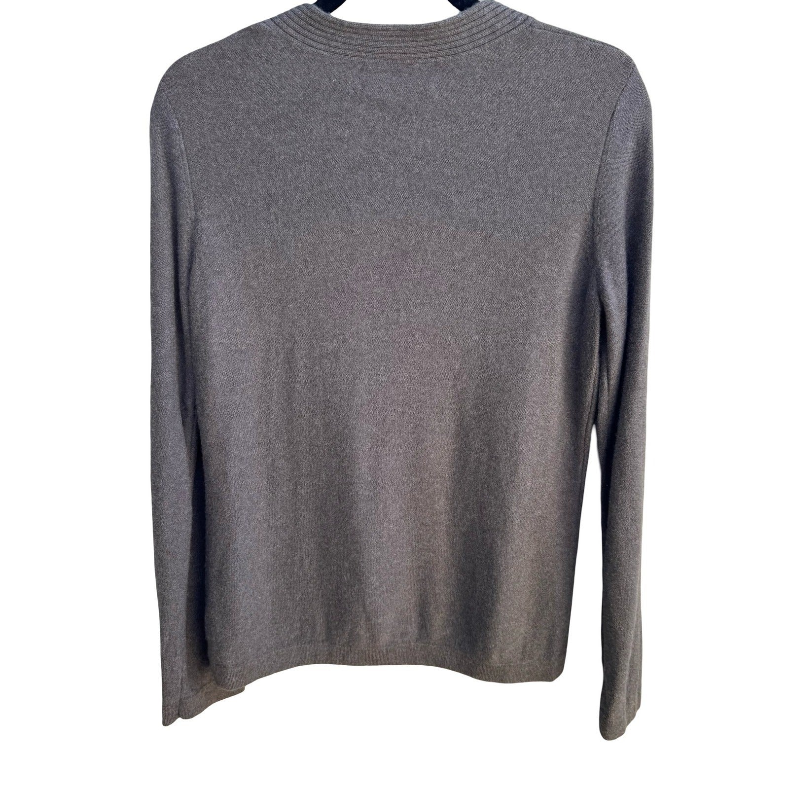 Jones New York Collection 100% Cashmere Minimalist Luxury V-Neck Knot Sweater L