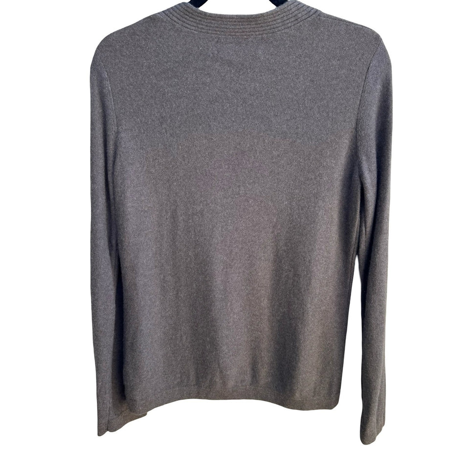 Jones New York Collection 100% Cashmere Minimalist Luxury V-Neck Knot Sweater L