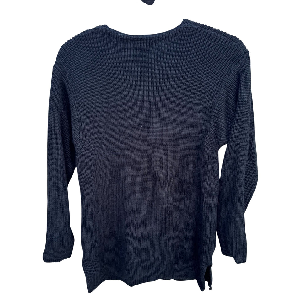 Lizsport Vintage 80s 90s Womens Black V-Neck Long Sleeve Knit Sweater Womens S