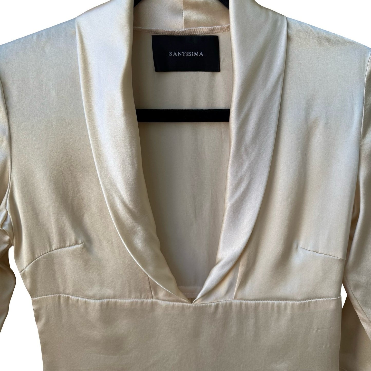 Santisima Y2K 100% Silk Quiet Luxury Old Money Minimalist Shawl Collar Blouse S
