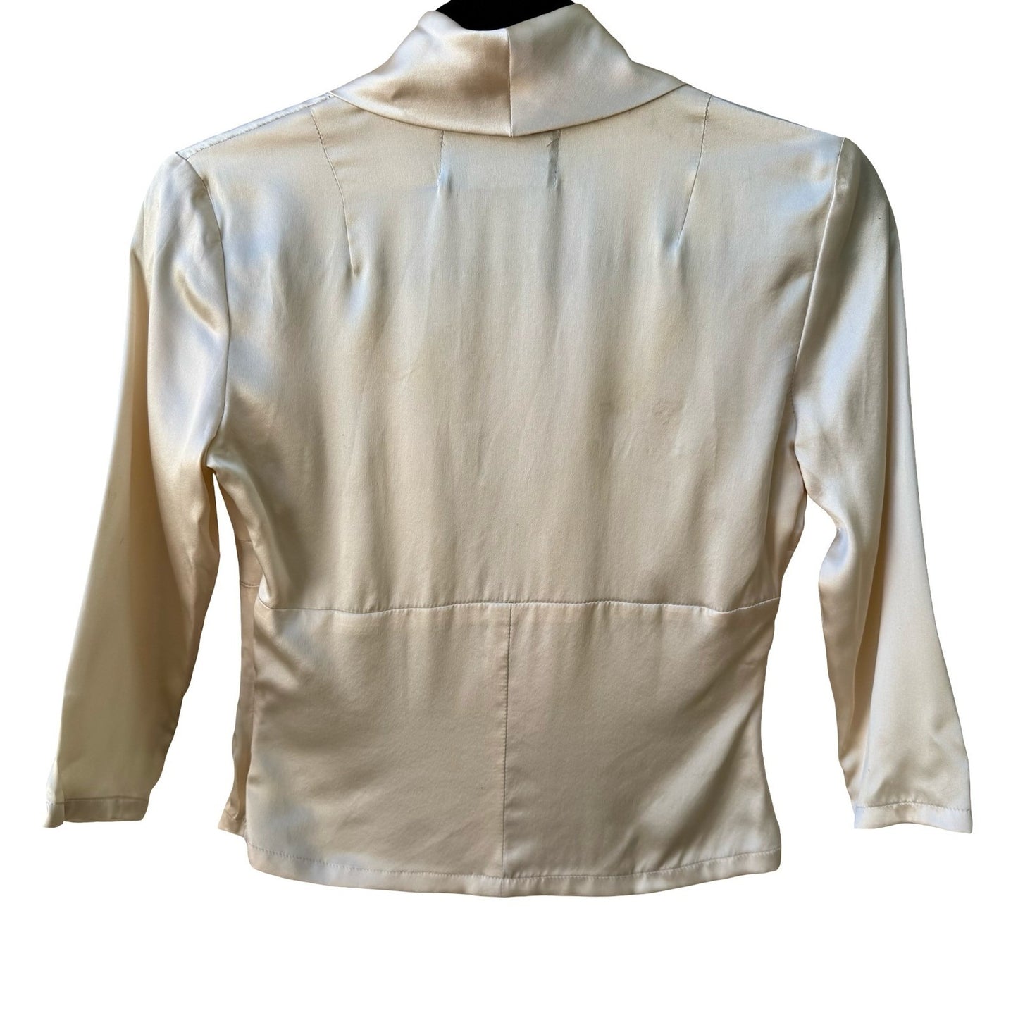 Santisima Y2K 100% Silk Quiet Luxury Old Money Minimalist Shawl Collar Blouse S