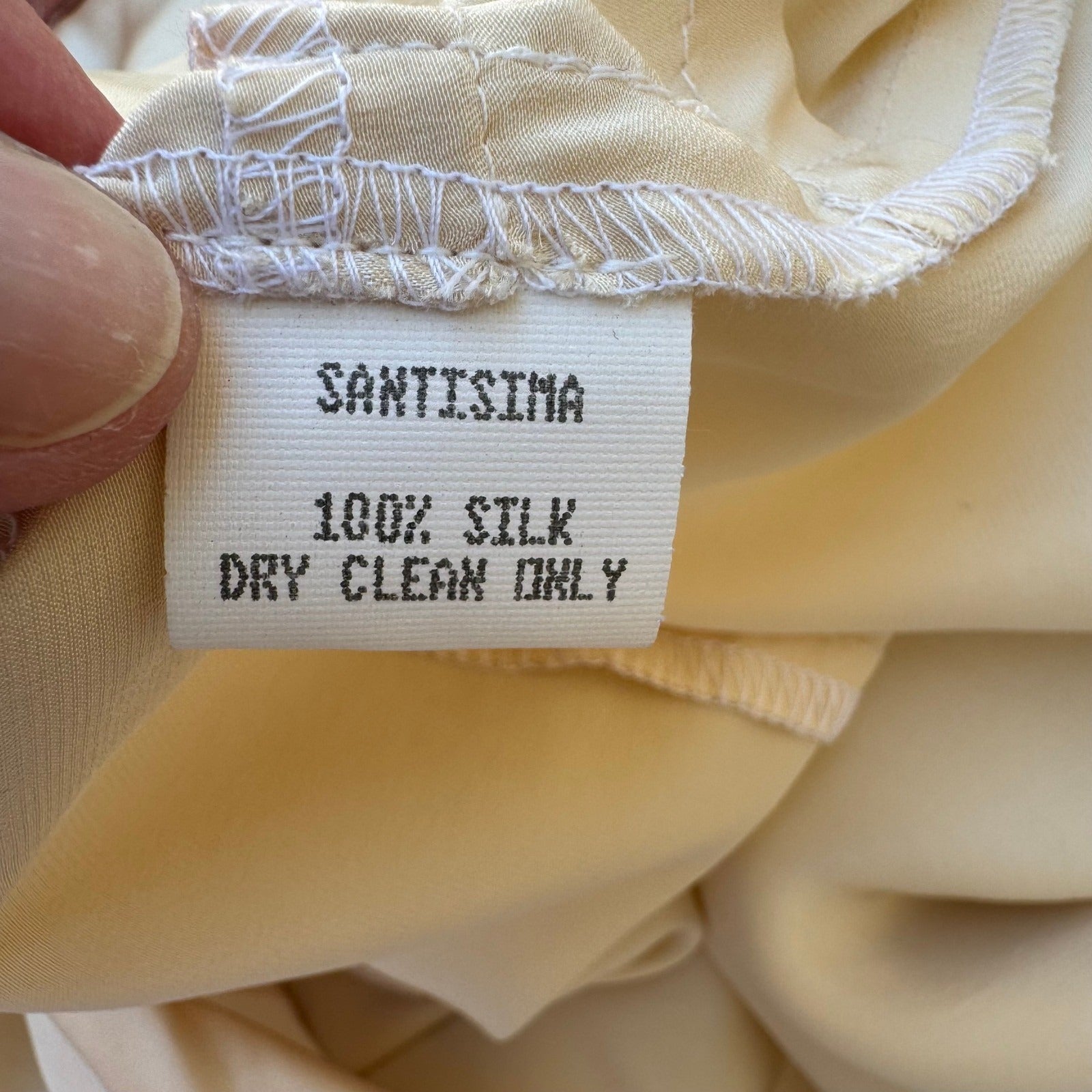Santisima Y2K 100% Silk Quiet Luxury Old Money Minimalist Shawl Collar Blouse S