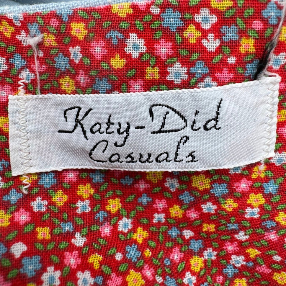 Katy-Did Casuals Vintage Tropical Applique Wrap Skirt Blue Floral Lined Midi