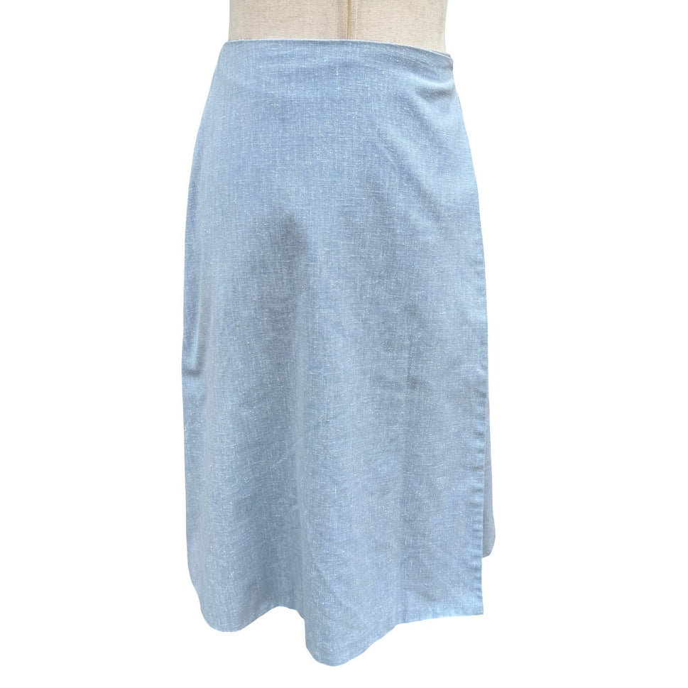 Katy-Did Casuals Vintage Tropical Applique Wrap Skirt Blue Floral Lined Midi