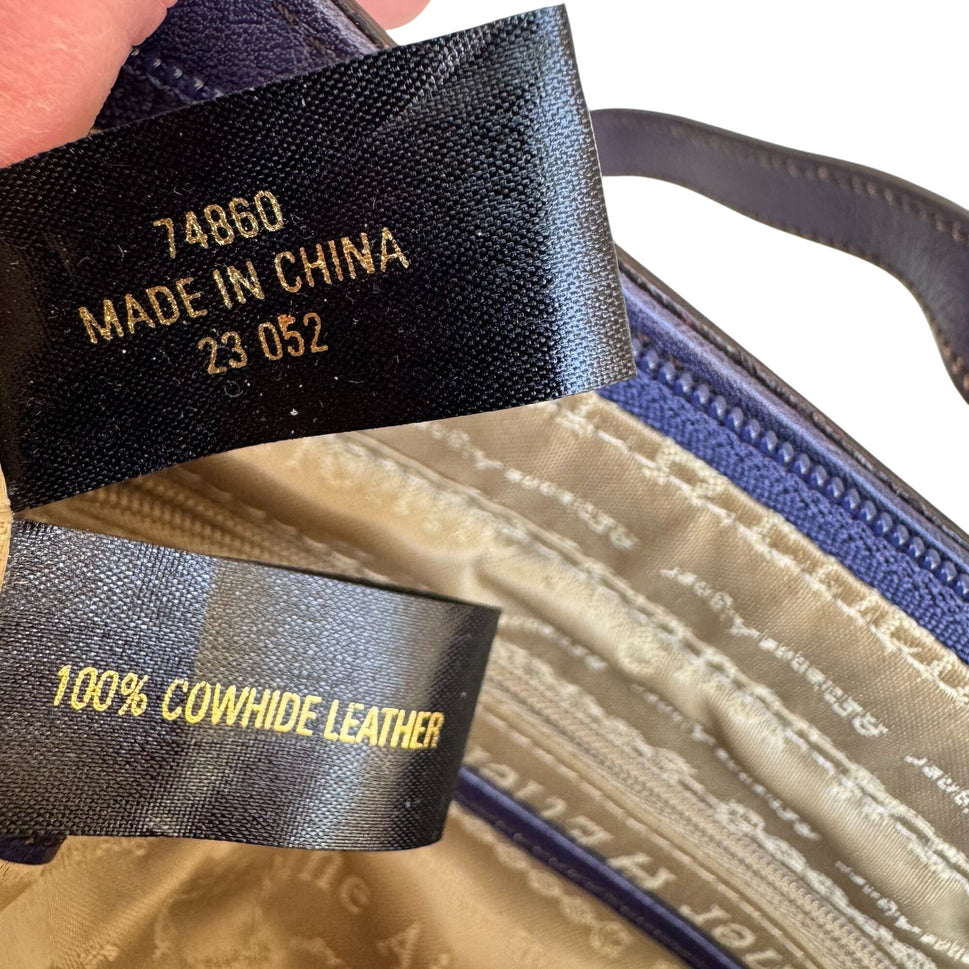 Etienne Aigner Navy Leather Buckle Detail Silver Hardware Shoulder Hobo Bag