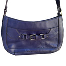 Switch Etienne Aigner Navy Leather Buckle Detail Silver Hardware Shoulder Hobo Bag 3 image