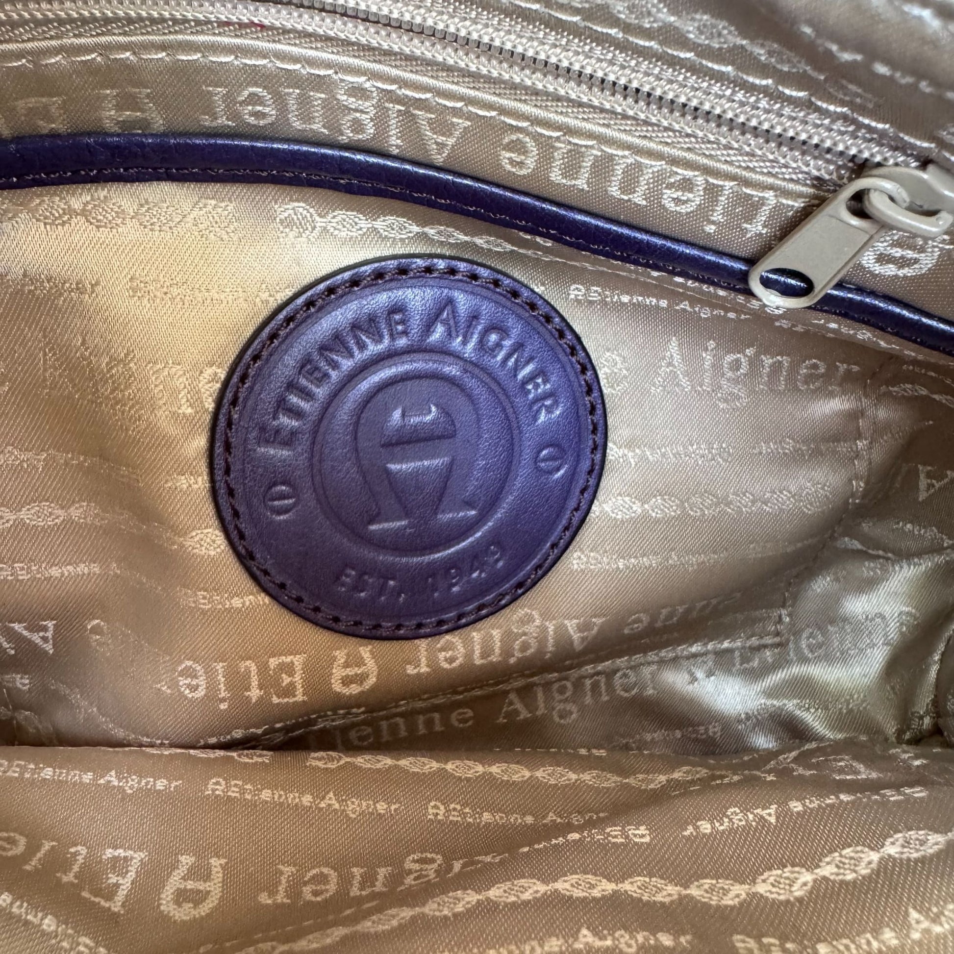 Etienne Aigner Navy Leather Buckle Detail Silver Hardware Shoulder Hobo Bag