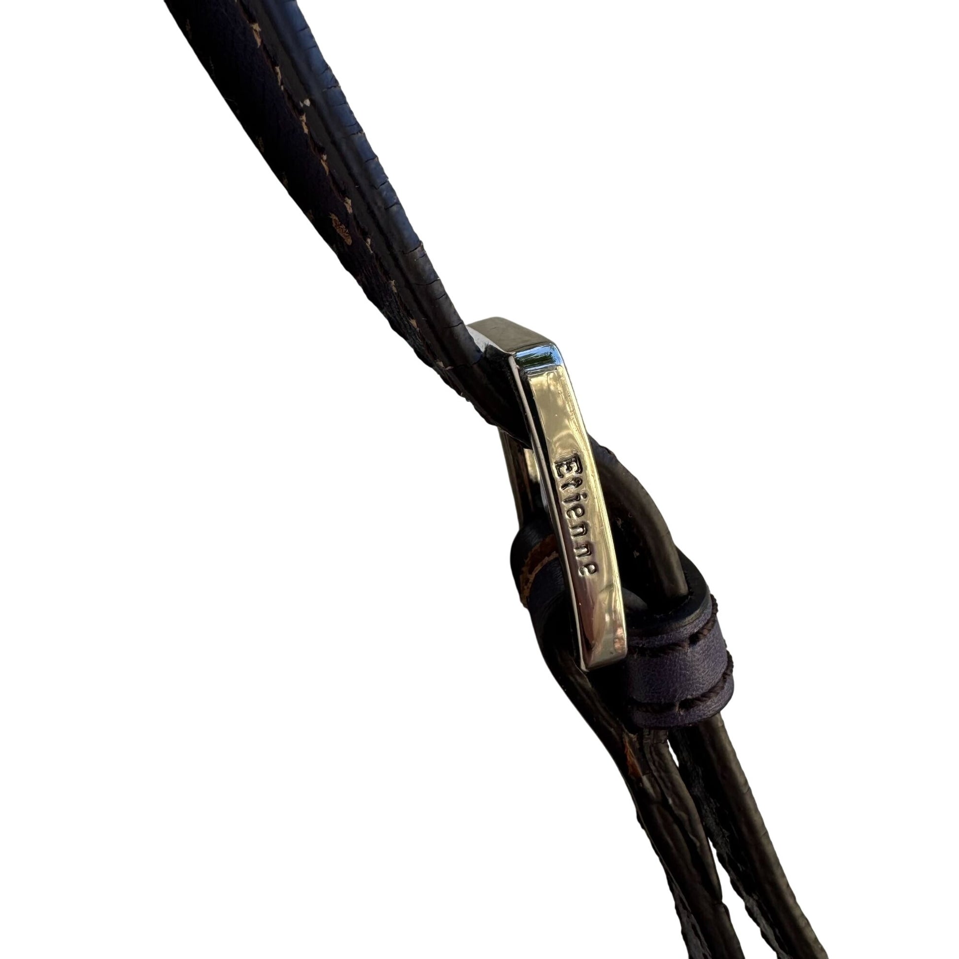 Etienne Aigner Navy Leather Buckle Detail Silver Hardware Shoulder Hobo Bag