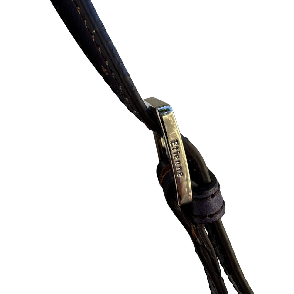 Etienne Aigner Navy Leather Buckle Detail Silver Hardware Shoulder Hobo Bag