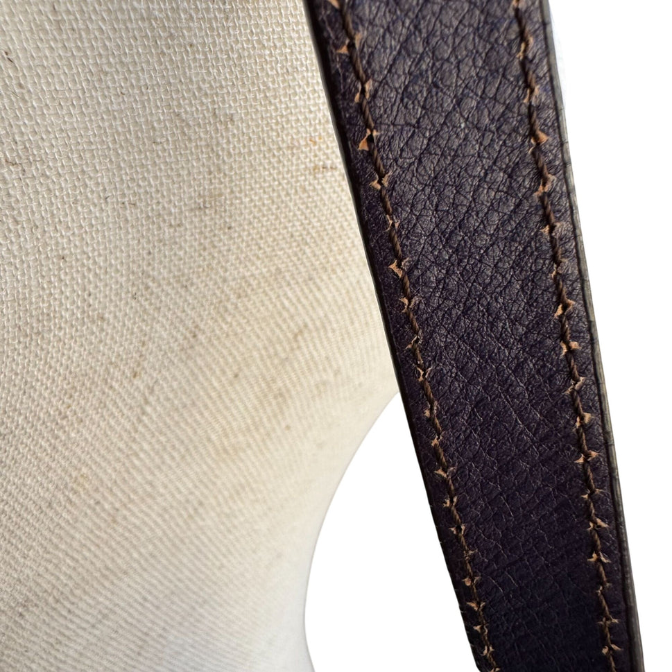 Etienne Aigner Navy Leather Buckle Detail Silver Hardware Shoulder Hobo Bag