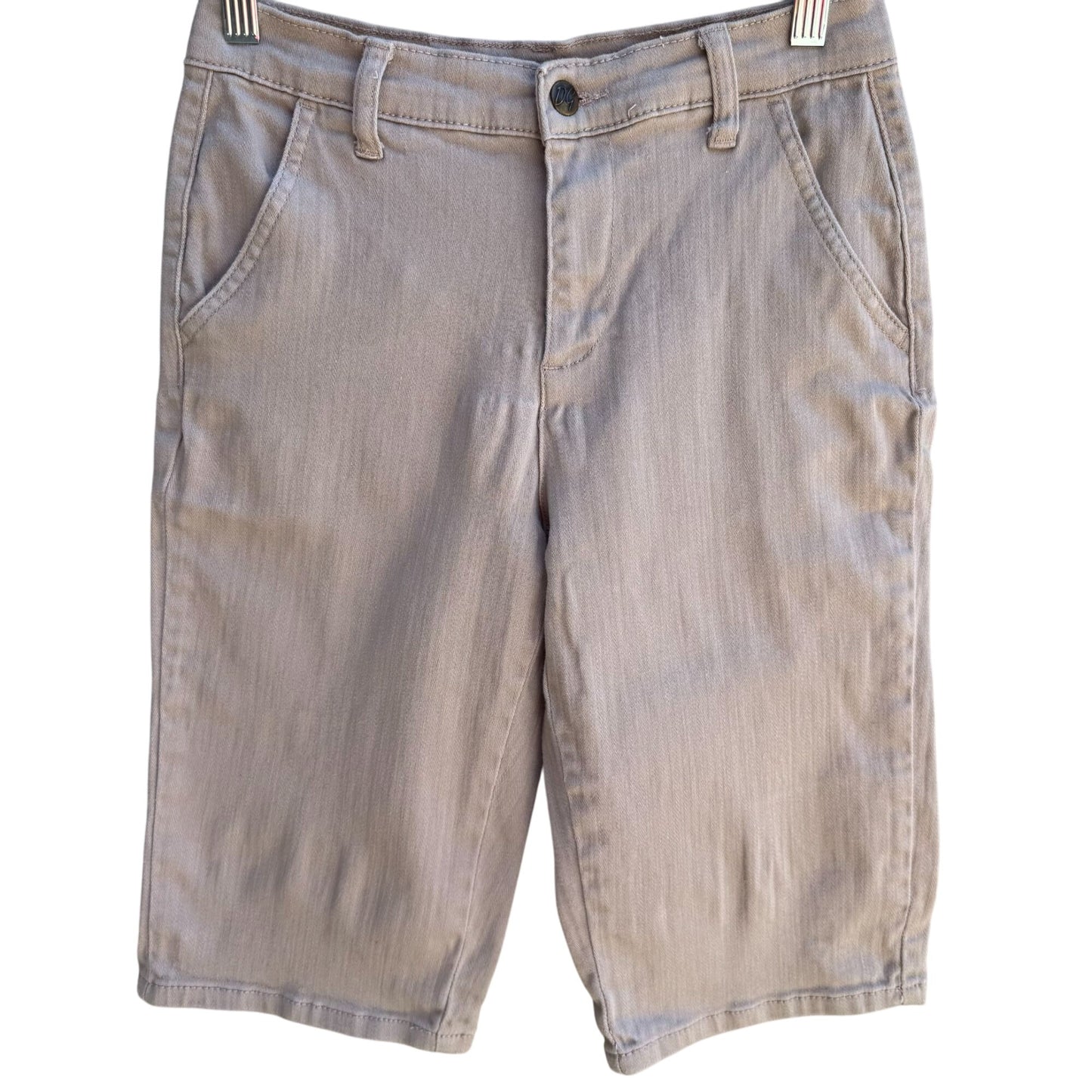 Dg2 By Diane Gilman Womens Beige Cotton Blend Stretch Long Bermuda Shorts 2