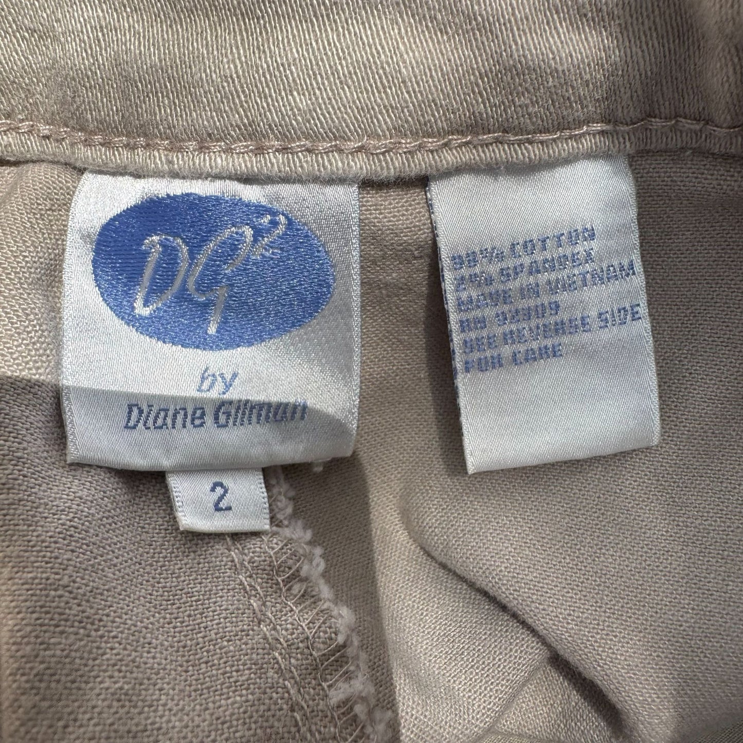 Dg2 By Diane Gilman Womens Beige Cotton Blend Stretch Long Bermuda Shorts 2