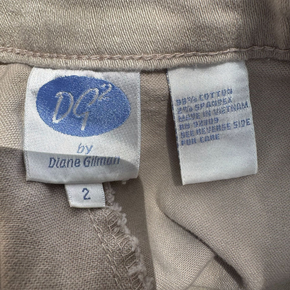 Dg2 By Diane Gilman Womens Beige Cotton Blend Stretch Long Bermuda Shorts 2