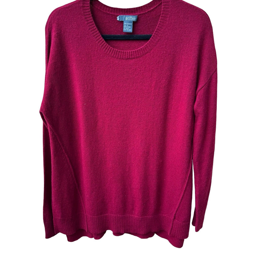 Griffen 100% Cashmere Quiet Luxury Old Money Preppy Minimalist Sweater Red M