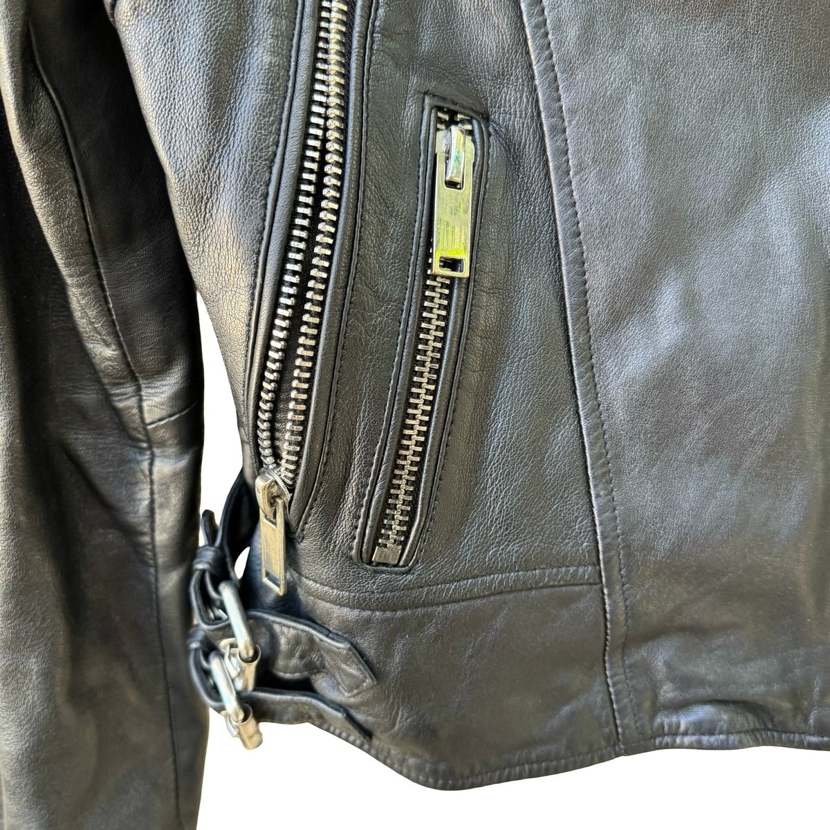 Zara Leather Biker Moto Rocker Streetwear Edgy Goth Grunge Sleek Jacket Black XS