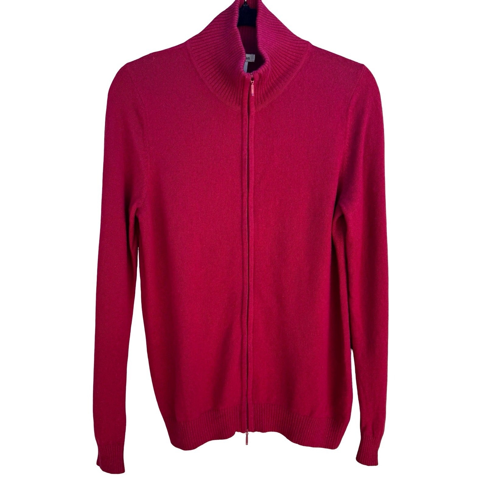 LL Bean Cashmere Full Zip Quiet Luxury Cardigan Sweater Pink Minimalist Womens M