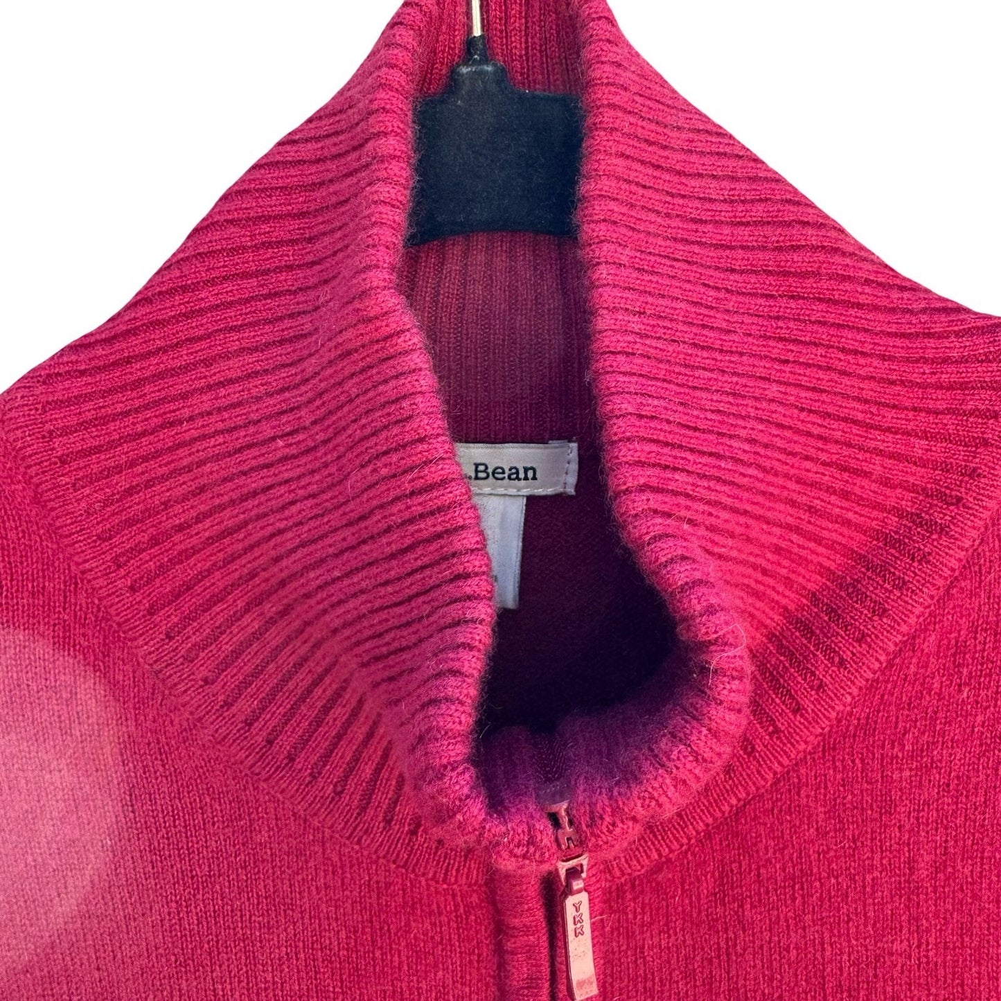 LL Bean Cashmere Full Zip Quiet Luxury Cardigan Sweater Pink Minimalist Womens M