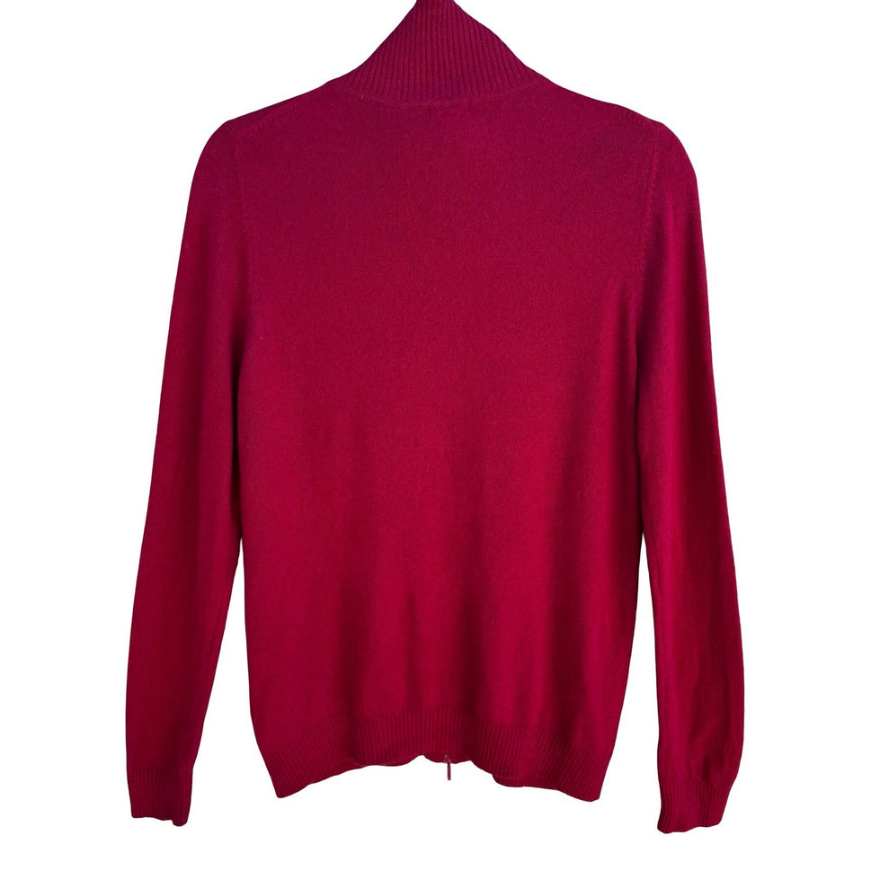 LL Bean Cashmere Full Zip Quiet Luxury Cardigan Sweater Pink Minimalist Womens M