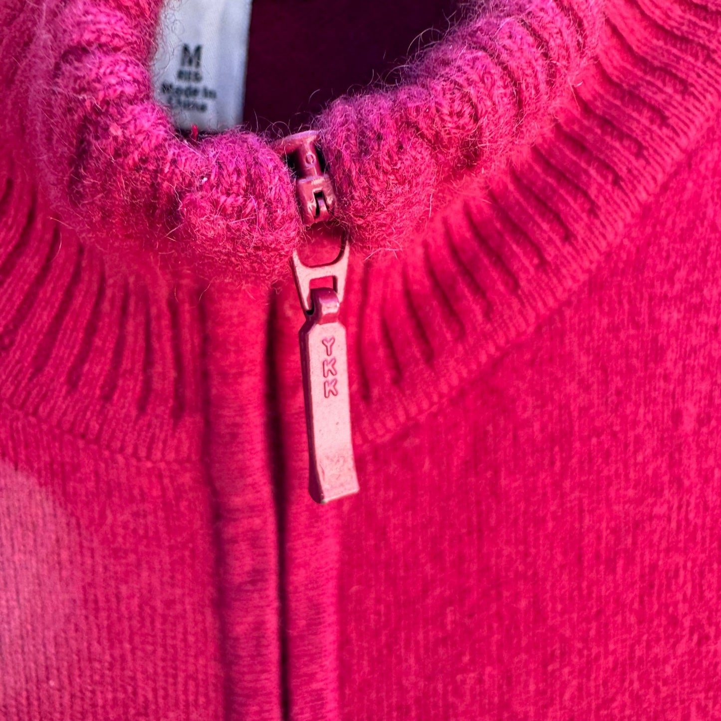 LL Bean Cashmere Full Zip Quiet Luxury Cardigan Sweater Pink Minimalist Womens M