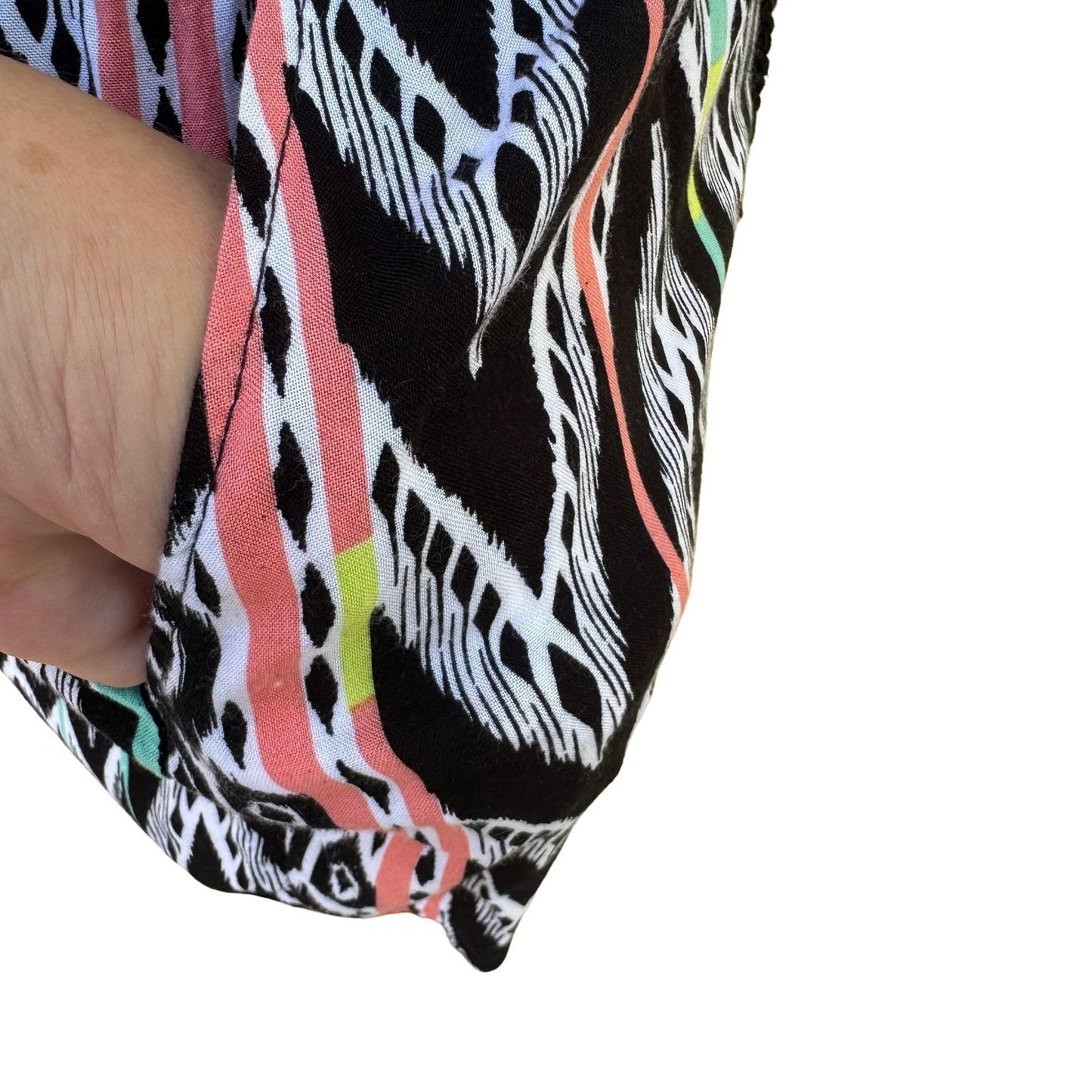 Helix Y2K Boho Festival Ikat Geometric Romper Summer Beach Black Pink Womens S/M