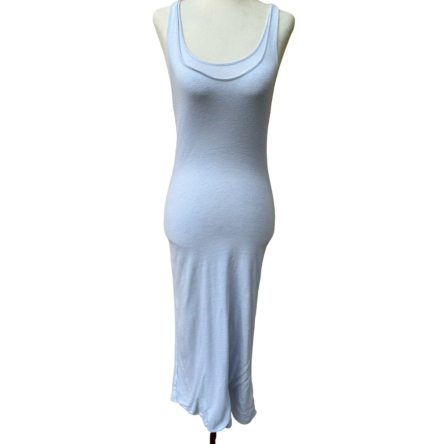 James Perse Minimalist Coastal Linen Blend Racerback Maxi Tank Dress Beachwear S