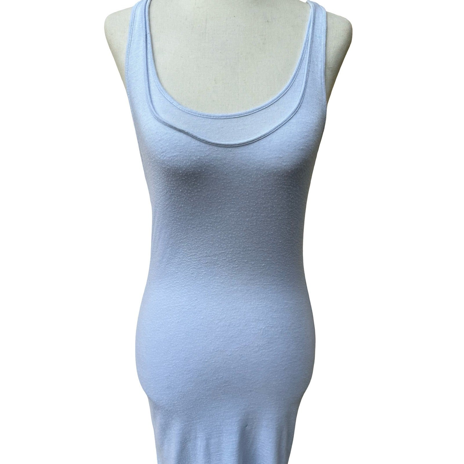 James Perse Minimalist Coastal Linen Blend Racerback Maxi Tank Dress Beachwear S