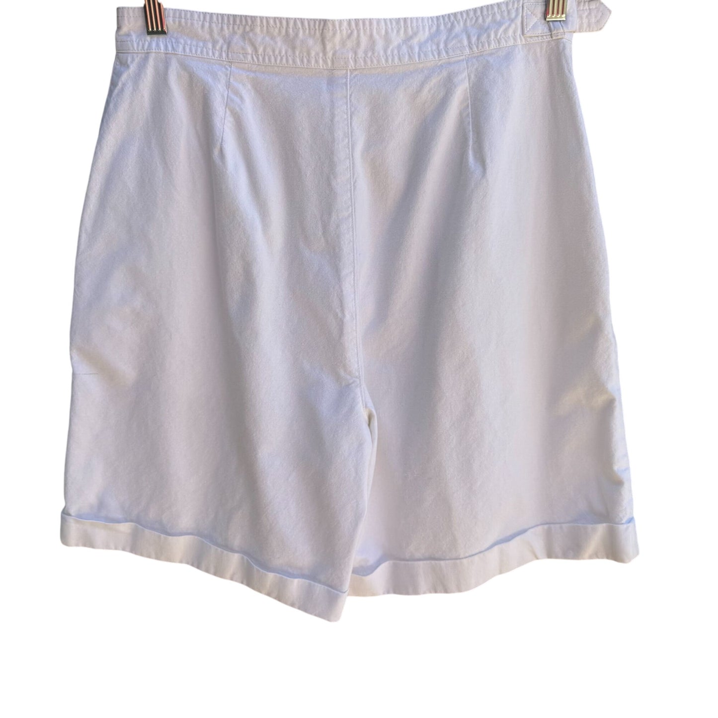 Avon Fashions Vintage White Womens Pleated Cotton High-Waisted Belted Shorts 16