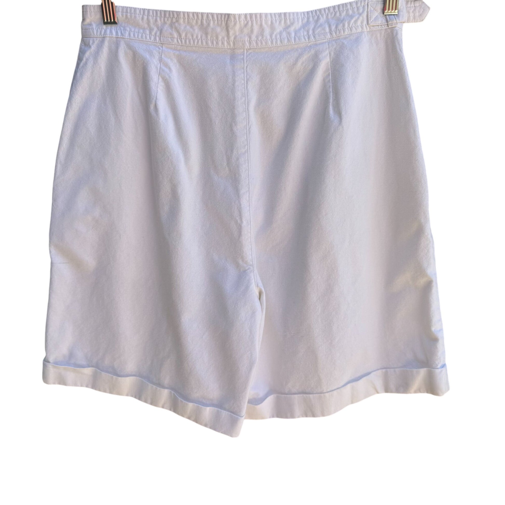 Avon Fashions Vintage White Womens Pleated Cotton High-Waisted Belted Shorts 16