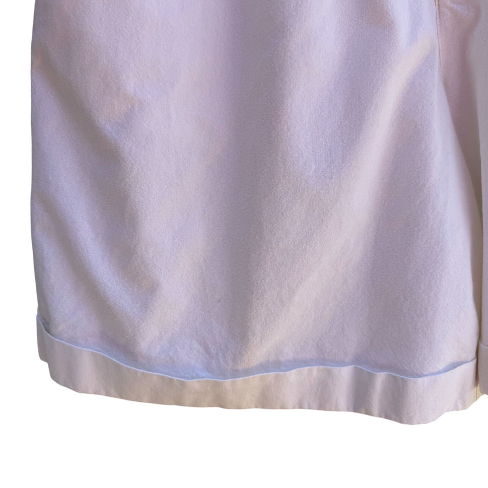 Avon Fashions Vintage White Womens Pleated Cotton High-Waisted Belted Shorts 16