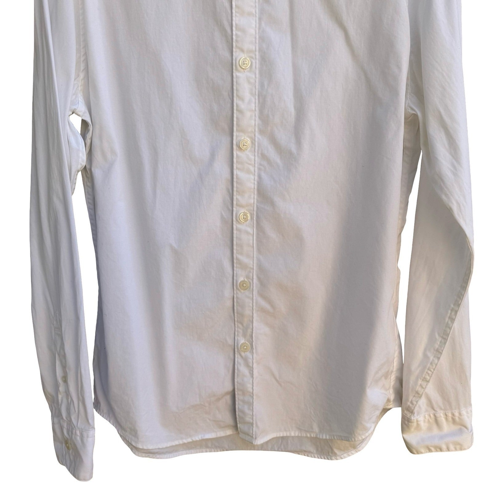Abercrombie & Fitch Minimalist Super Slim Band Collar Stretch Shirt White Mens L