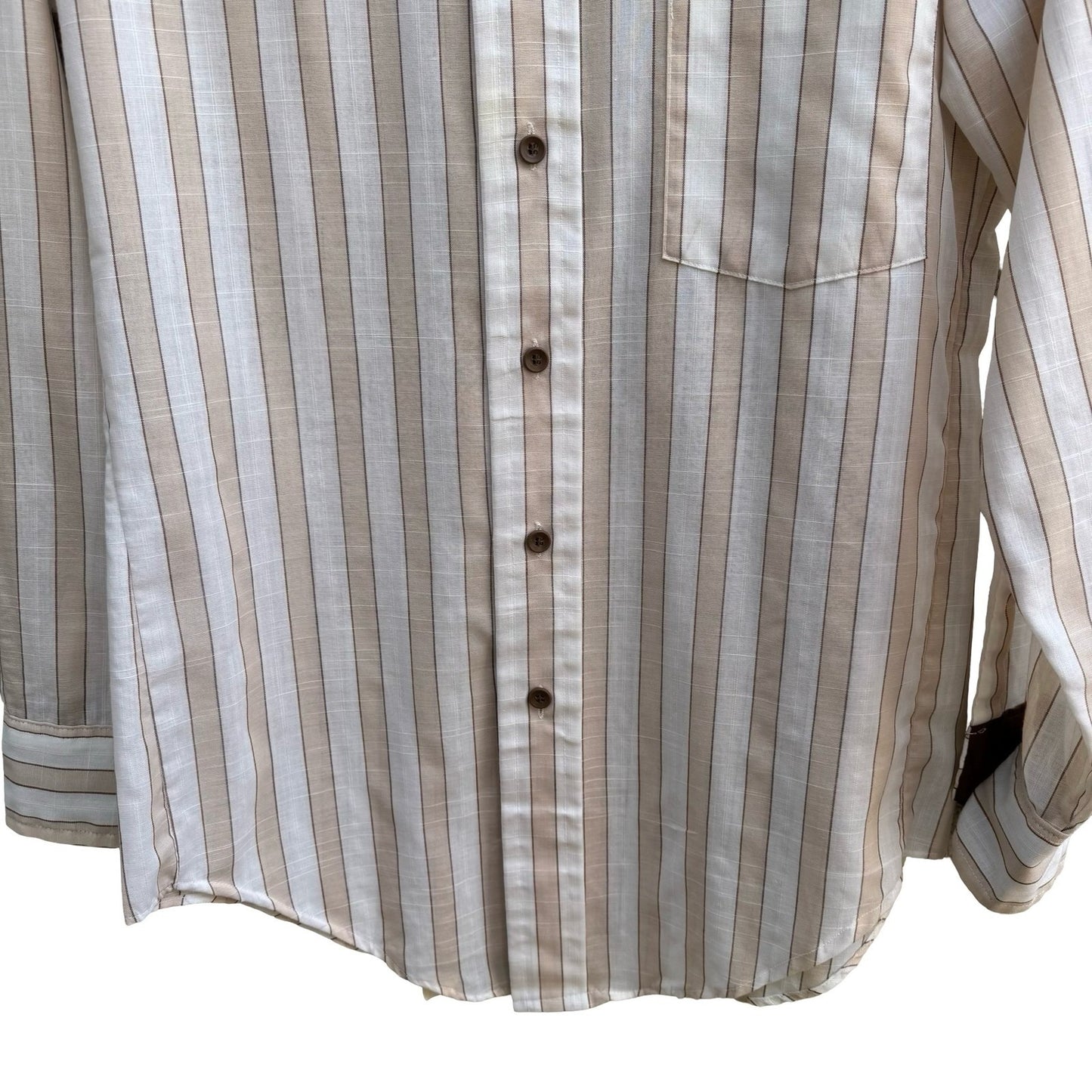 Van Heusen 417 Vanopress Vintage 70s Stripe Dagger Collar Linen Look Disco Shirt