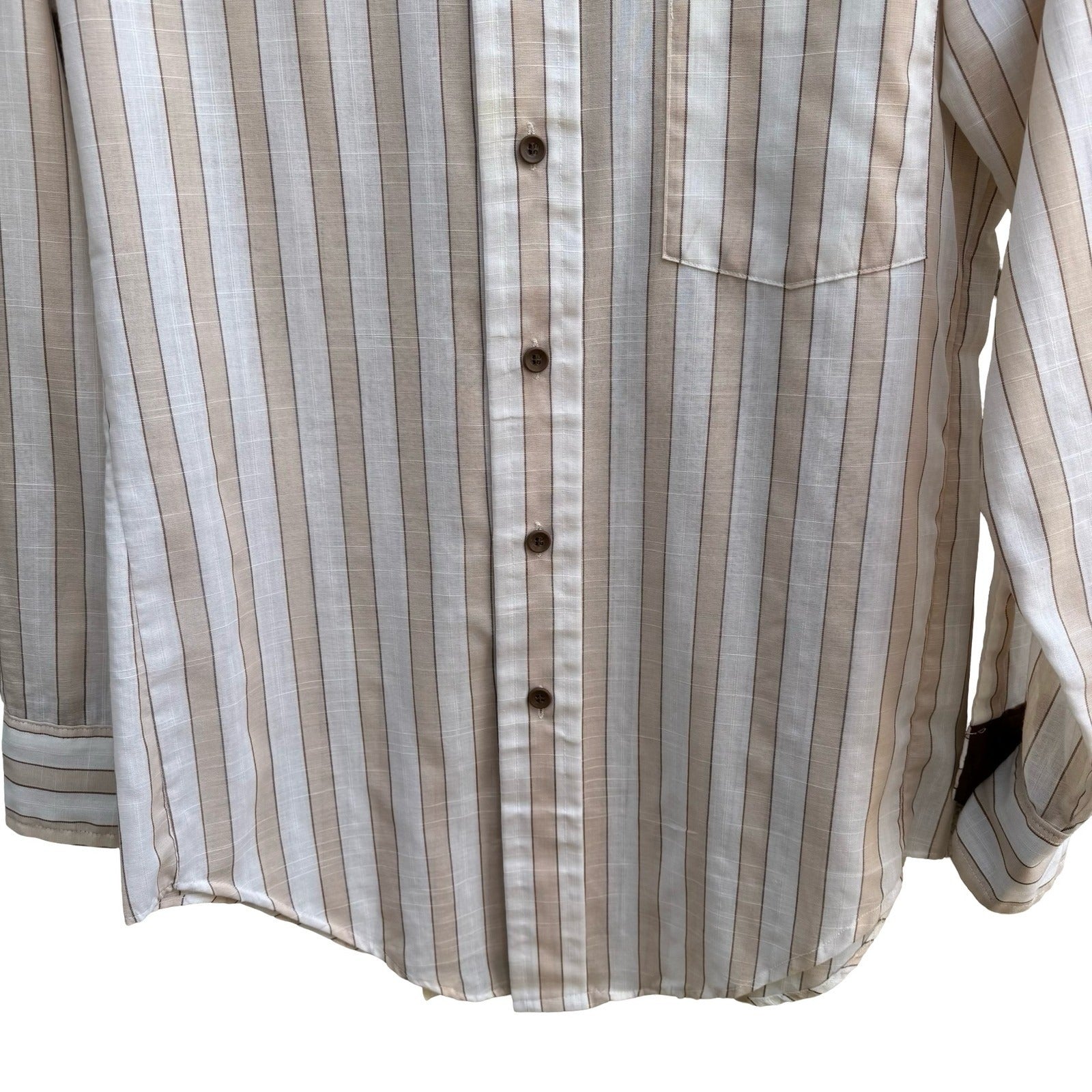 Van Heusen 417 Vanopress Vintage 70s Stripe Dagger Collar Linen Look Disco Shirt