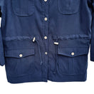 Switch Denim &amp; Co. Womens Navy Faux Suede Safari Military Drawstring Waist Jacket Small 2 image