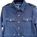 Switch Denim &amp; Co. Womens Navy Faux Suede Safari Military Drawstring Waist Jacket Small 3 image