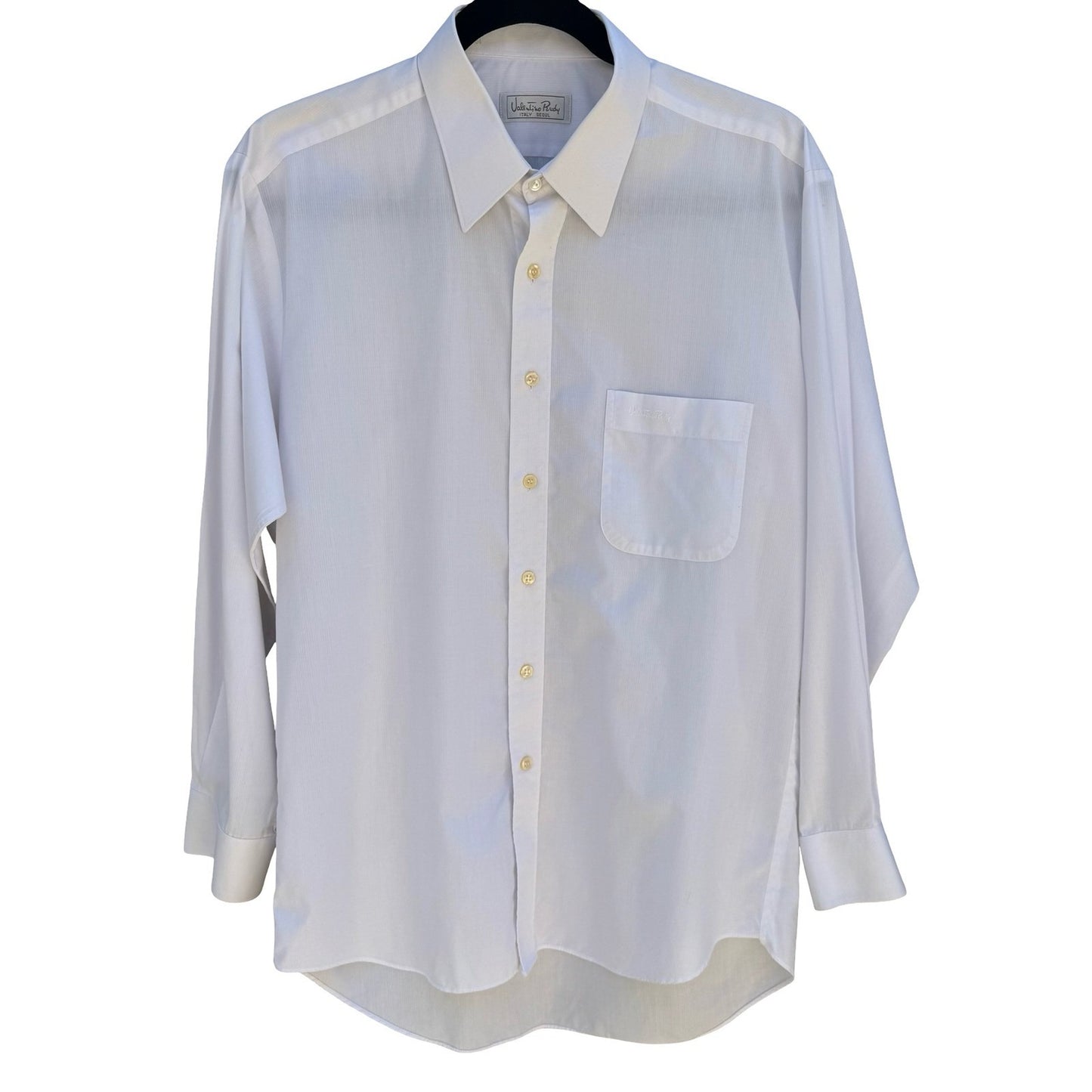 Valentino Rudy Vintage Mens L Minimalist White Long Sleeve Dress Shirt Corporate