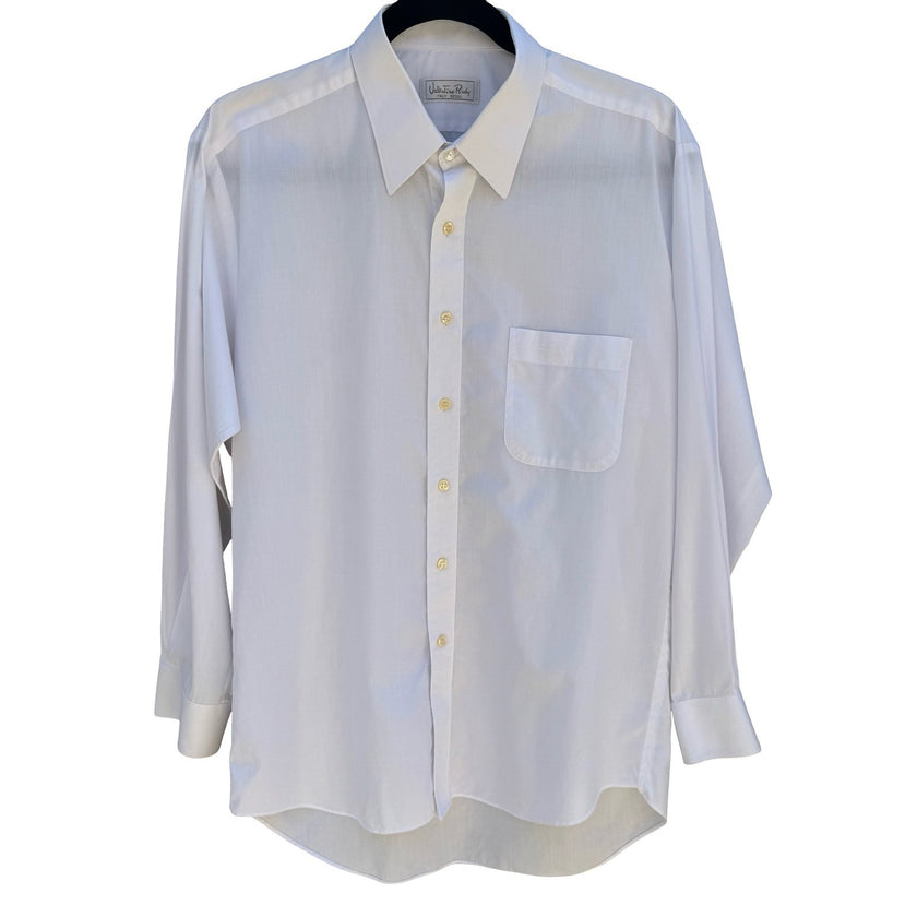 Valentino Rudy Vintage Mens L Minimalist White Long Sleeve Dress Shirt Corporate